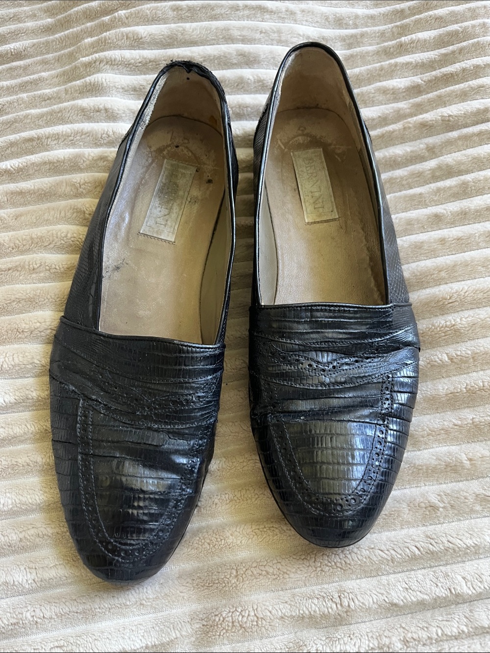 Giani Bernini Black Textured Leather Slip-On Loafers